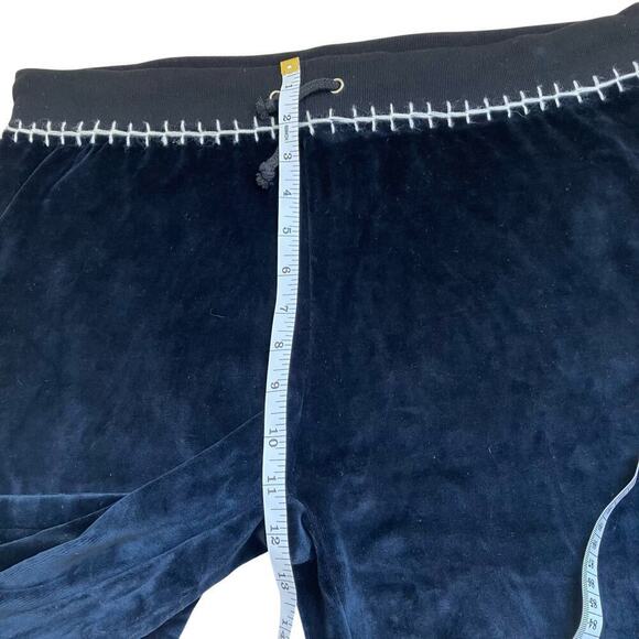 Donna Y2K Bootcut Velour Track Pants Embroidered Waistline Black Casual Sz L - Picture 12 of 16